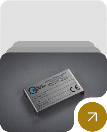 Industrial stainless steel nameplate with a CE marking and technical specifications