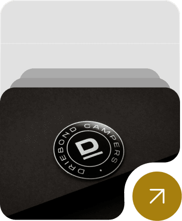 Circular 3D metal label with a polished chrome finish and embossed branding.