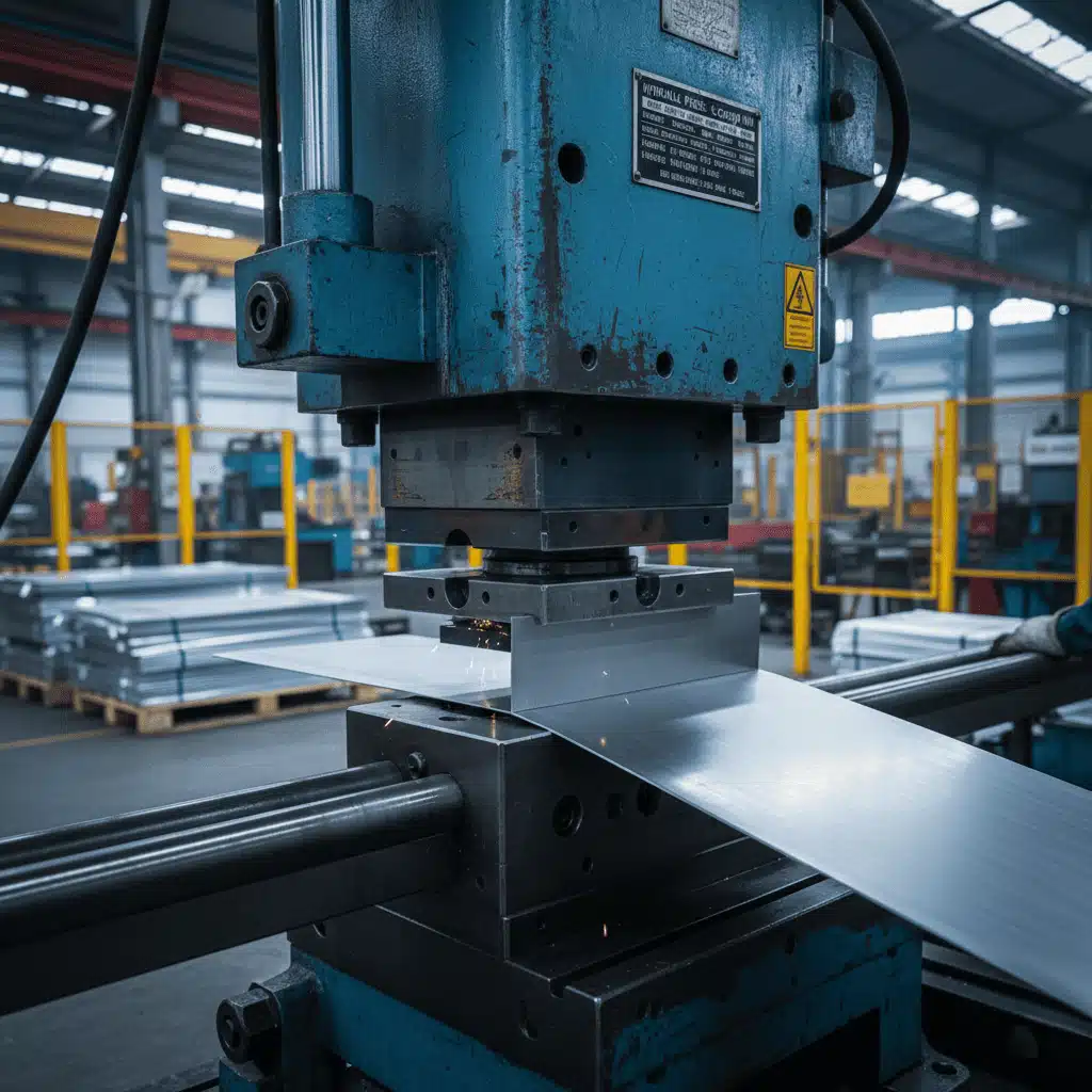 Industriemaschinen zum Stanzen und Biegen von Edelstahlblechen.