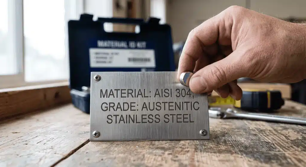 Czy stal nierdzewna jest magnetyczna — test magnesem na tabliczce AISI 304