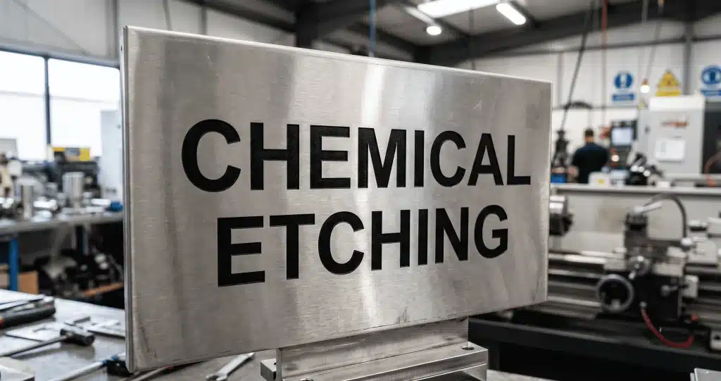 Trawienie chemiczne vs. znakowanie laserowe – głęboko trawiona tabliczka przemysłowa