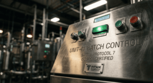 A secure and gleaming industrial stainless steel panel