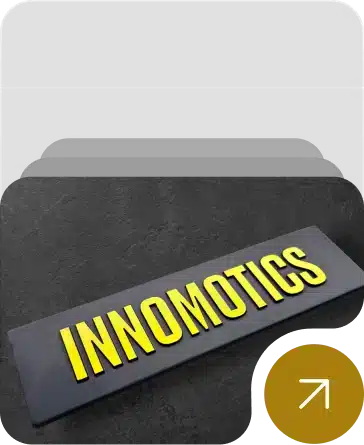 Żółte aluminiowe logo 3D Innomotics z frezowaniem diamentowym